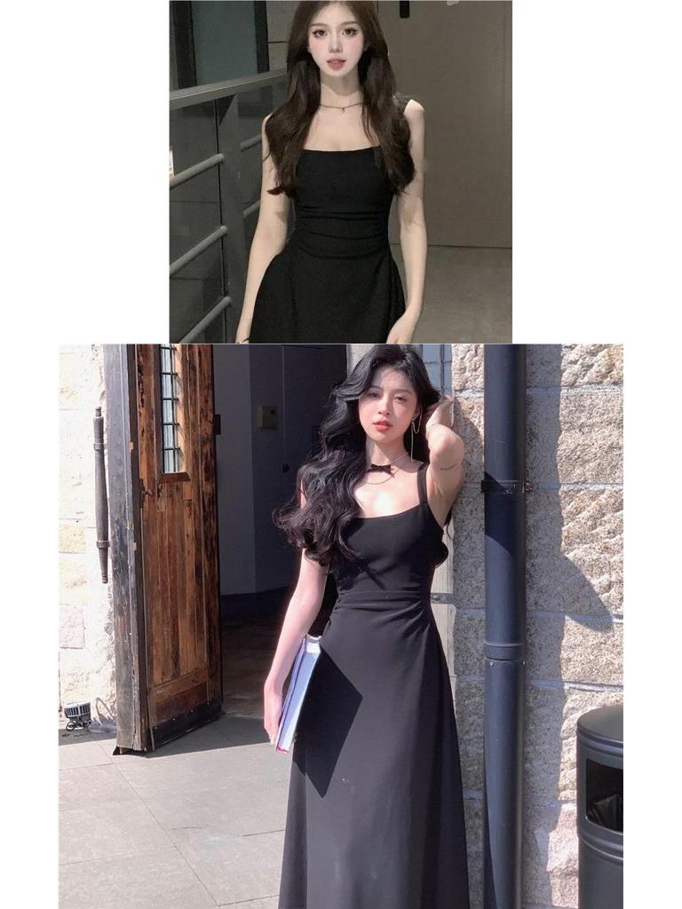 High-End White Spaghetti Strap Dress: Women's Autumn/Summer Light Luxury Long Little White Dress