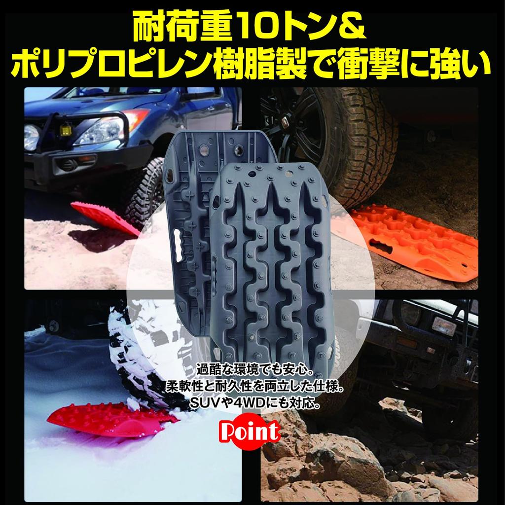 ZERONOWA Stack Tire Car Rescue Board for Escape from and Mud Ladder, Anti-Slip Board, Sand, Snow, (Black)