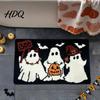 Absorbent Bathroom Rug Halloween Bath Mat Pumpkin Ghost Bat Pattern Rug Living Room Carpet Machine Washable Non-Slip Gothic Area for Entrance