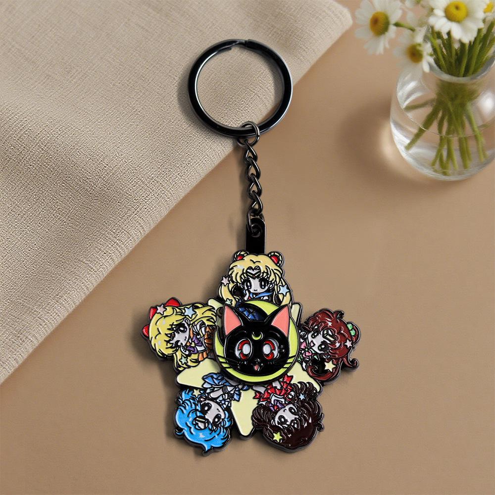 Sailor Moon Rotating Enamel Keychain - Cute Anime Pendant Accessory