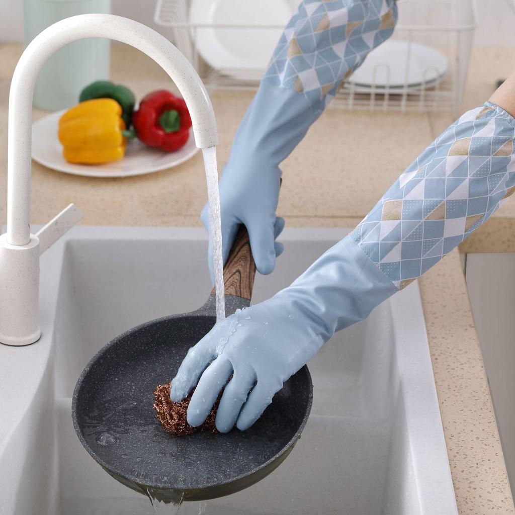 Winter Fleece-Lined Waterproof Dishwashing Gloves - Durable, Thickened for Housework & Laundry