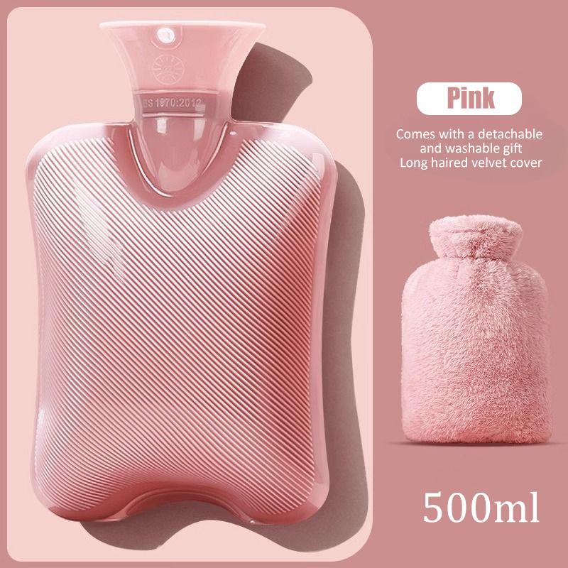 

1 Hot Water Bottle Plush Cloth Cover Explosion-Proof And Heat-Resistant PVC Thickening Large Capacity Portable Hot Water Bottle