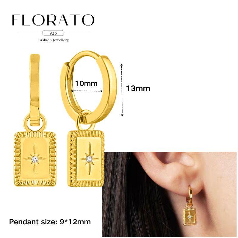 Evil Eye 925 Silver Ear Needle Exquisite Shell Zircon Retro Geometric Pendant Earrings for Women Fashion Party Jewelry