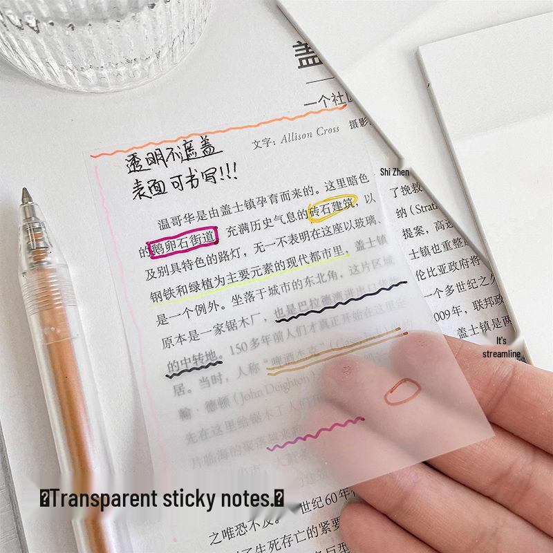 Transparent PET Sticky Notes - Student Marking Memo Paper, Creative Message & Reminder Pads, Ins Style.