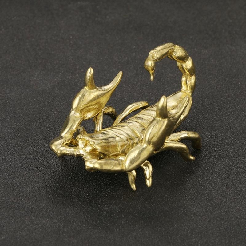 Antiqued Brass Scorpions Miniature Figurine Pen Holder Ornament for Business Gift Giving and Home Office Desktop Decors