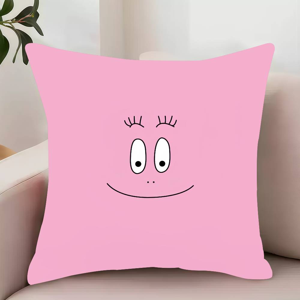 Cartoon Cute B-Barbapapa Pillow Case Decor Protective Covers Comfortable soft for Sofa Living Room Home office 12x12Inch