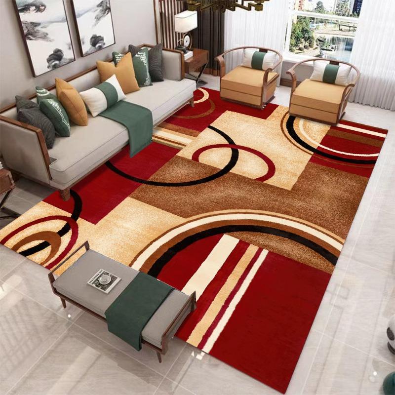 

Modern Geometric Area Rug Abstract Pattern - Large Living Room Carpet Non-Slip Floor Mat with Curved Lines Art Decor Easy Clean 50x80cm