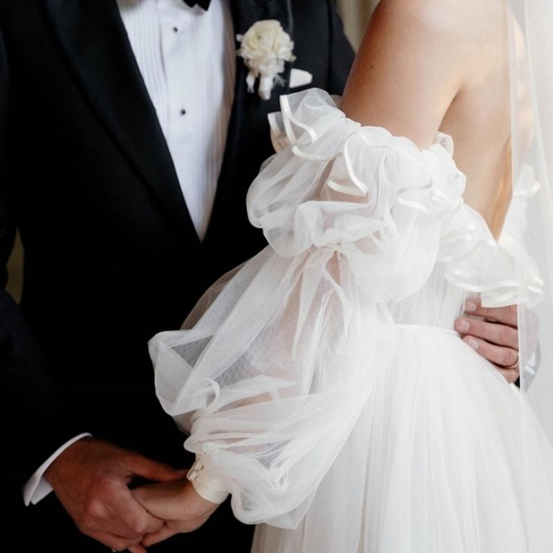Bridal Arm Sleeves Flared Sheer Bishop Sleeve Design Perfect Pairing With Various Gowns