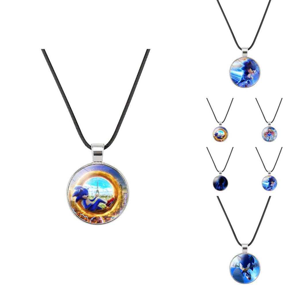 Sonic The Hedgehog Time Stone Necklace Soft Wax Rope Hypoallergenic Cartoon Pendant