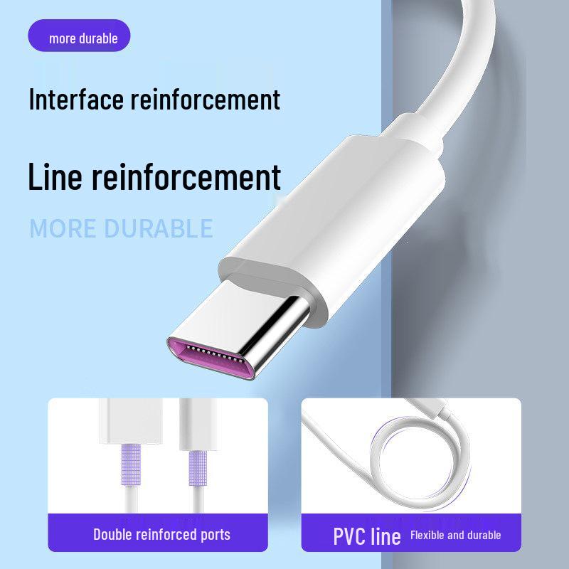 USB Type-C Fast Charging Cable for Huawei, Honor, and Xiaomi - 5A/6A Compatible
