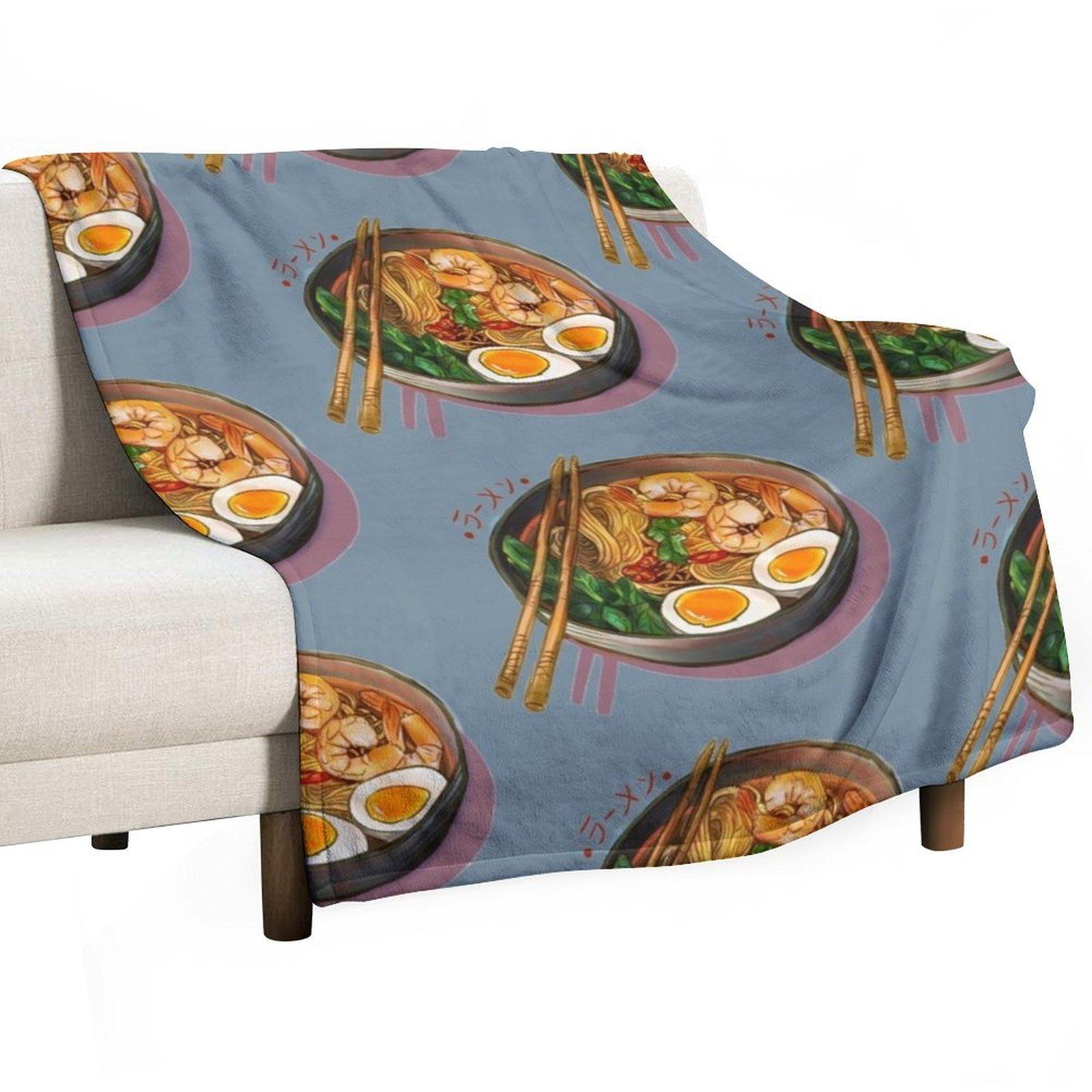 Japanses Ramen Noodles Bowl Throw Blanket Thins Custom Giant Sofa Retros Blankets 30x40in