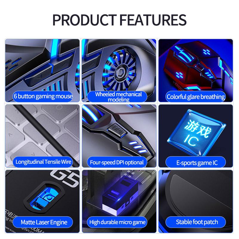 New Wired Mouse Backlight High Sensitivity 6 Button Macro Programming Gaming Mechanical Mouse for Gaming PC Tablet ZH