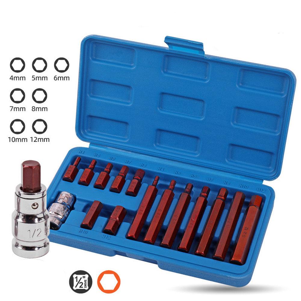 1set For Torx Star 12 Points Hex Socket Bit Tool 1/2 Inch Drive Adapter Spanner For Garage Equipment Auto Repair Tools