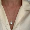 European & American Natural Baroque Irregular Pearl Clavicle Necklace with Stainless Steel Chain - Simple, Cold Style