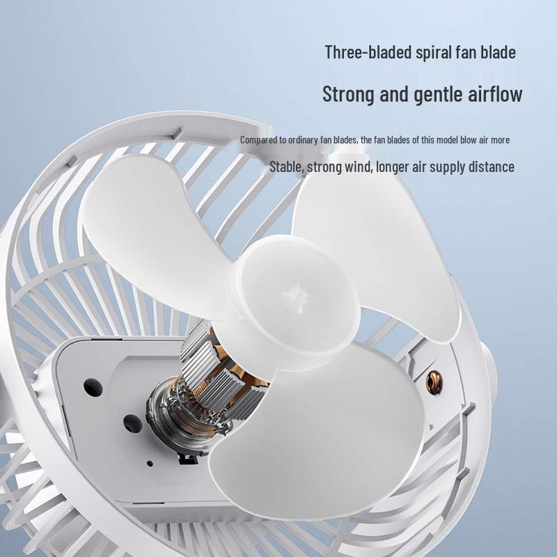 USB Rechargeable Silent Clip-on Desk Fan with Light for Dorms and Bedrooms
