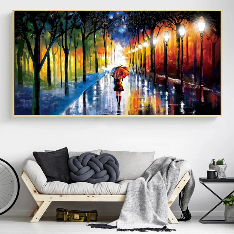 Abstract City Street Peisaj Pânză Pictură Pe perete Artă Postere Imprime Poze de perete pentru sufragerie Home Wall Cuadros