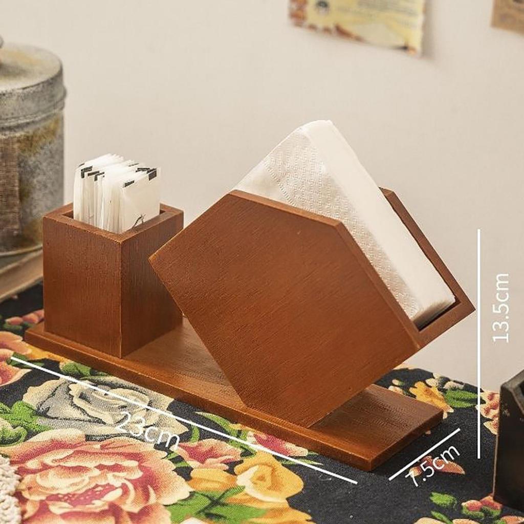 Napkin Holder Toothpick Wood Freestanding Compact Modern Organizer