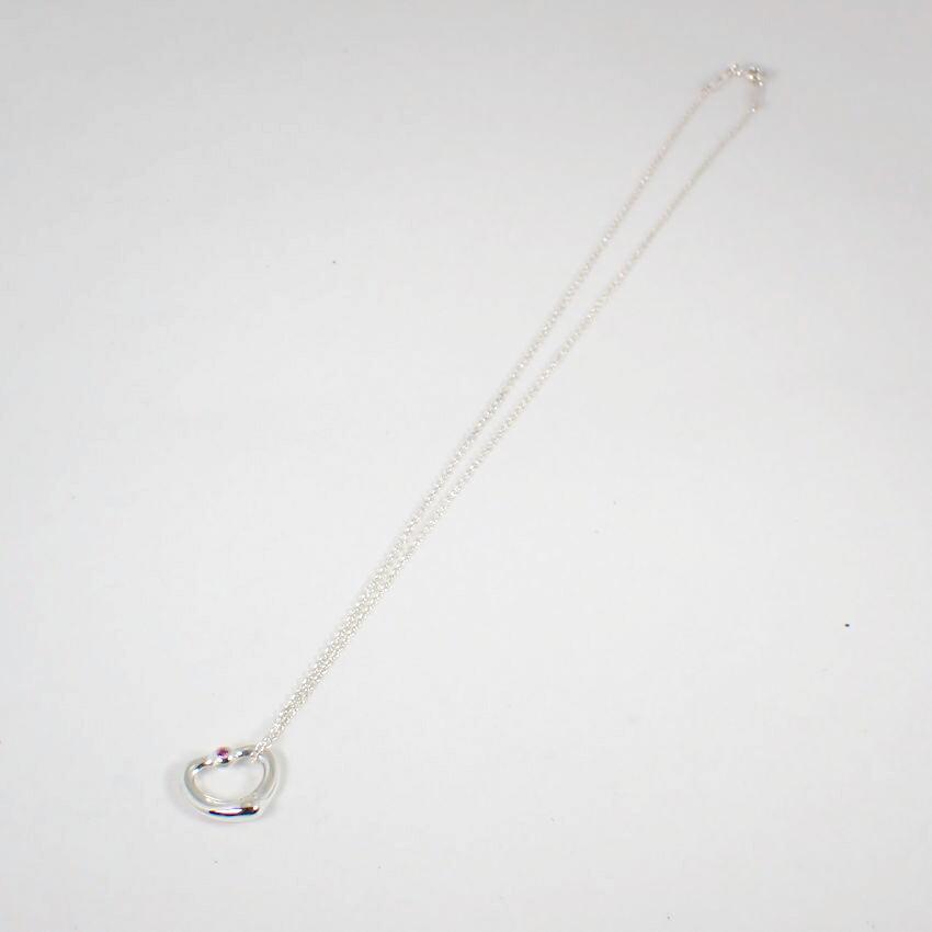 [Pre-owned] TIFFANY 925 Pink Sapphire Open Heart Pendant/Necklace/j60-8