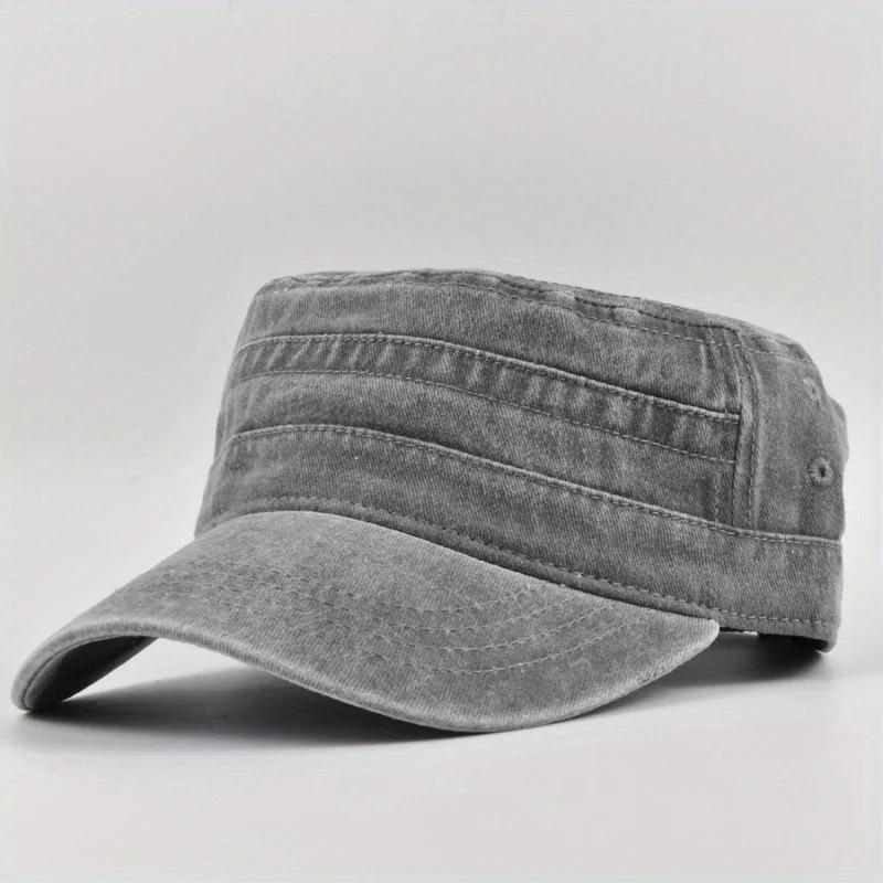 Casual Cotton Flat Top Hat Adjustable Fishing Hat Military Cap For Men Women Vintage Army Cap