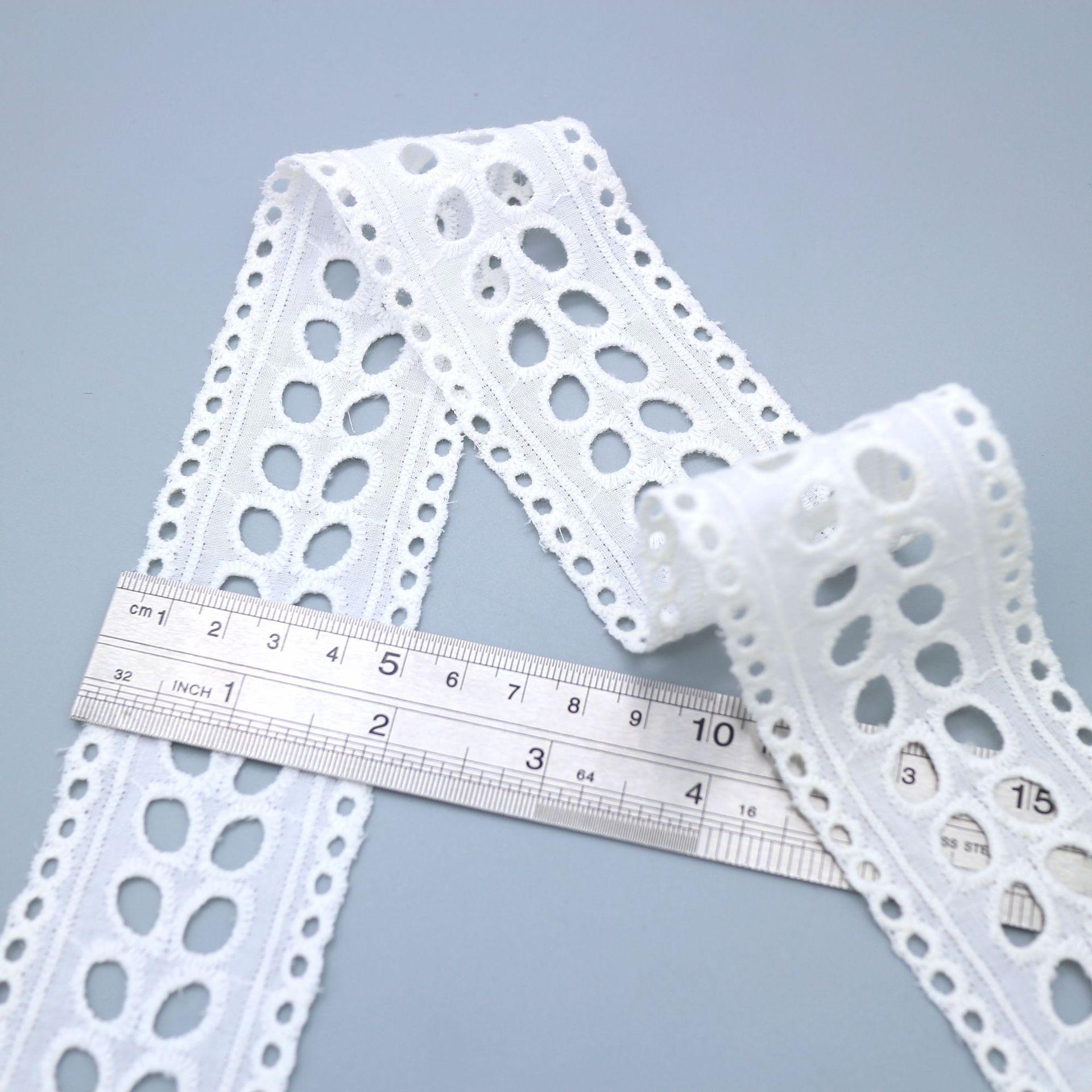 Двустороннее перфорированное хлопковое кружево, Ажурное хлопковое кружево, Кружевные аксессуары с вышивкой, Кружево для юбки JN40815
