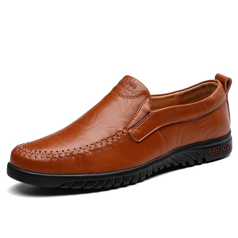 Lightweight Soft Leather Shoes Business Casual Men's Shoes Large Size Fashion Youth Driving Shoes