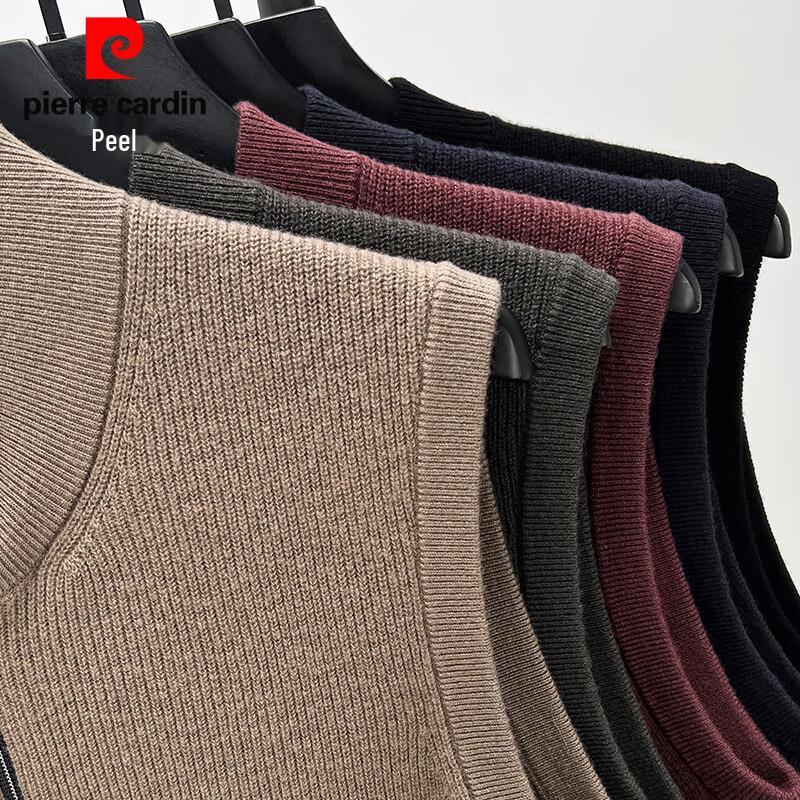 Pierre Cardin Men's 100% Wool Stand Collar Cardigan Vest