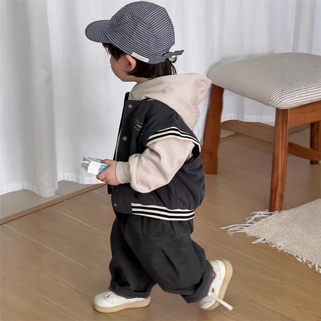 Korean Style Baby Boy Autumn Outfit Set: Hooded Vest & Sweatshirt Casual Wear (2025 New Arrival)