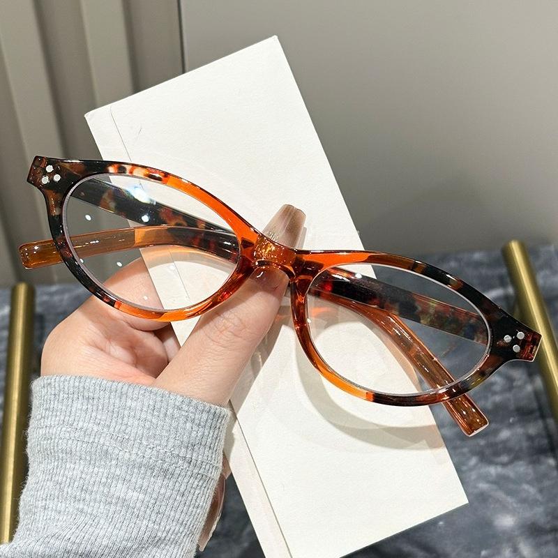 Stylish Women's Cat Eye Reading Glasses Men Classic Retro Far Sight Eyeglasses Flora Printed Ultralight Oval Frame Presbyopia