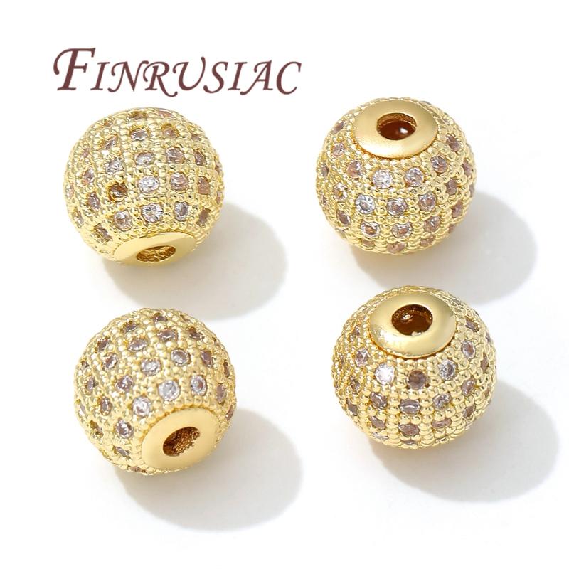 6mm 8mm 10mm Spacer Beads 18K Gold Plated Brass Zircon Bead,Separator For Bead,DIY Jewelry Making Supplies,Bracelets Accessories