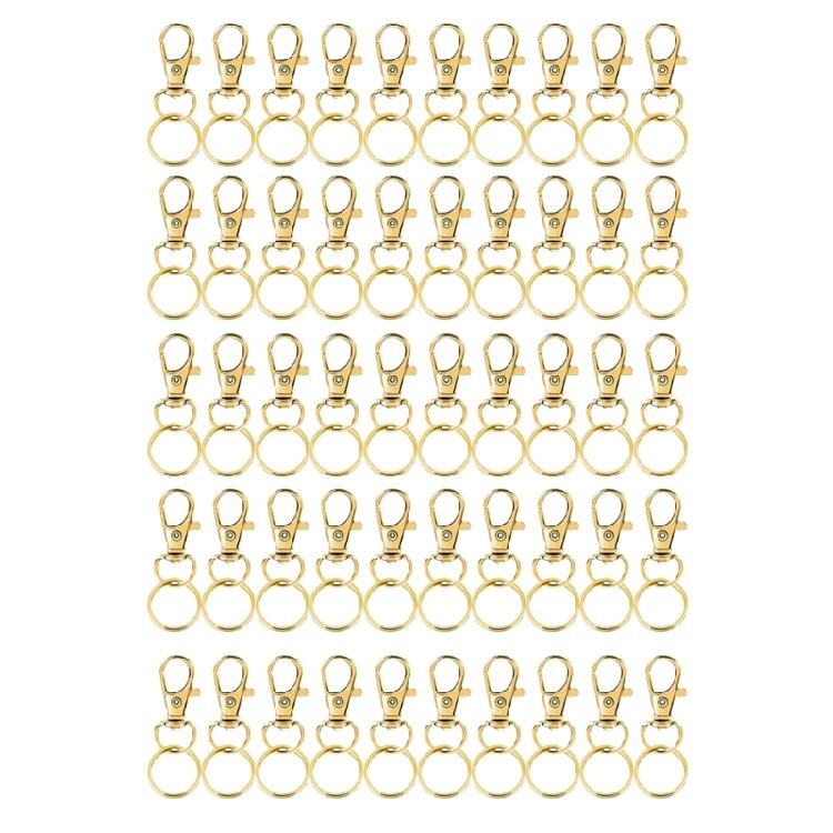 

Pack of 100 Swivel Lobster Claw Clasps with Key Rings Swivel Hooks with Key Rings Lobster Claw Clasps for Keychain золотий