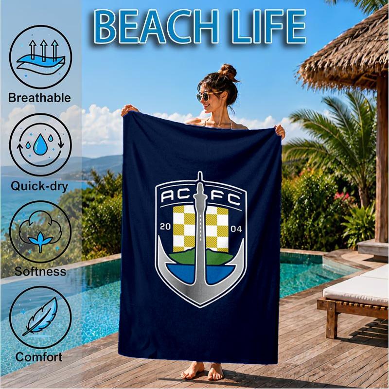Auck-land Football Club Printed Microfiber Beach Towel, Soft And Absorbent, Quick-Dry, Ideal for Summer Travel, Beach Essential, Swimming Pool