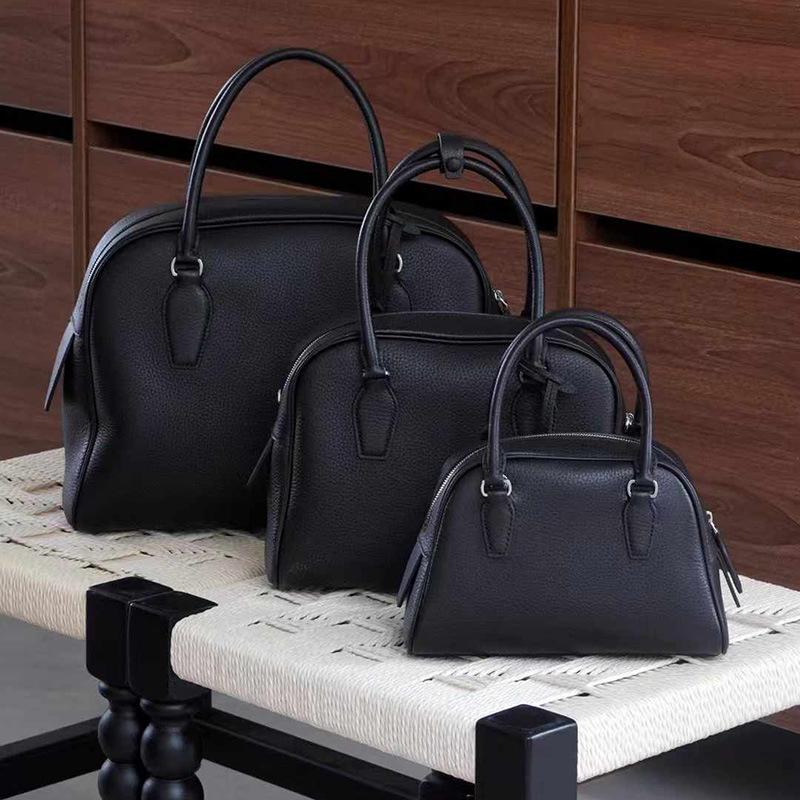 New First-layer Cowhide Bowling Bag Large-capacity BD Bag Leather Niche Design Shoulder Messenger Bag