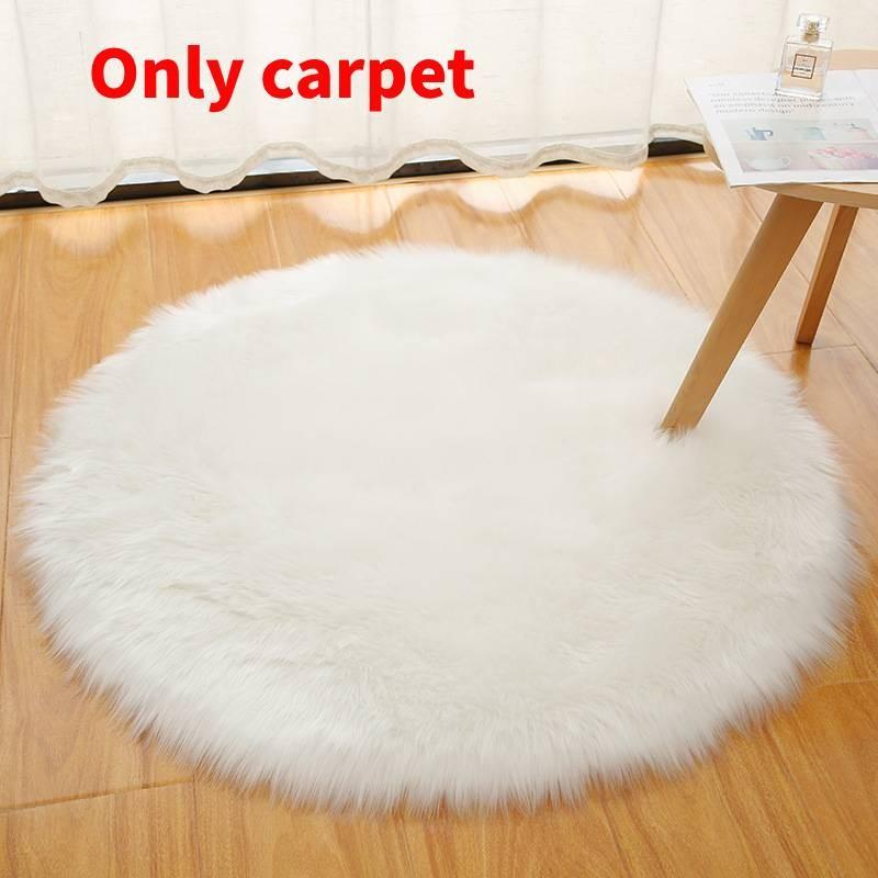 Faux Rug Fur Machine Washable Circular Bedroom Living Room Simplicity Decor