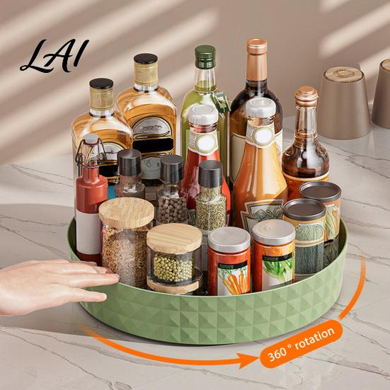 Plastic Spice Organizer 360 Degree Rotating Rack Lazy Susan Turntable Countertop for Cabinet Pantry Seasoning Bottle Holder Kitchen Storage Rack