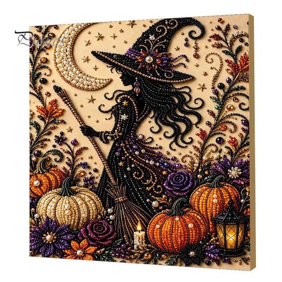 Pumpkin Wall Art Ghost Faux Pearl Kit, Halloween Painting DIY Autumn Home Decor 3D Spooky Skull Craft Kit for Adults Beginners, Fall Handmade
