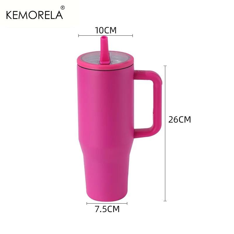  Thermos Cup 40oz Double-Layer Tumbler Ice Cup 1200ML Leak-Proof Foldable Straw Cover Direct Drinking Mouth Car Cup