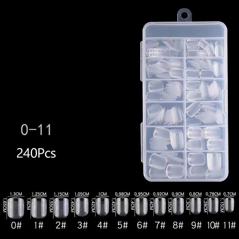 Soft Gel False Nail Tips 120/240/504/600Pcs Semi-matte Finish Square Almond French Coffin Full Cover Extensions Fingertip Set