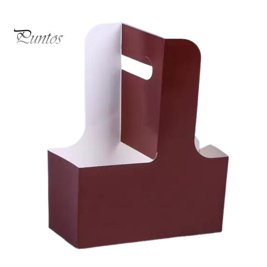 10 Pcs Disposable To-go Drink Carrier 2 or 4 Cup Paperboard Cup Holder with Handle Hot or Cold Drinks Carrier Box for Food Delivery Takeaway