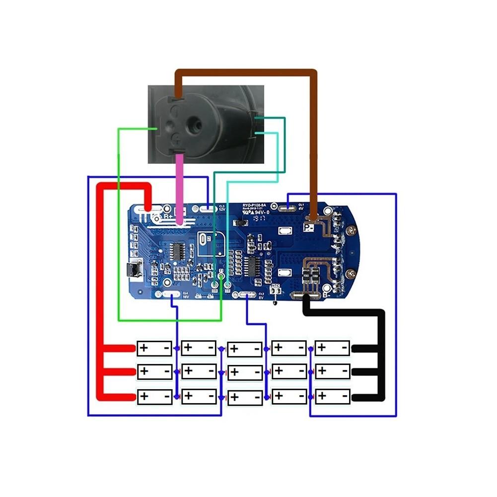 Placa de circuite 1 buc 15 nuclee protectie la incarcare pentru RYOBI 18V