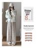 Women's Rainbow Bubble High Waist Fleece-Lined Pants - Autumn Winter 2024, Lazy Style, Drapey, Cotton, 145 Petite