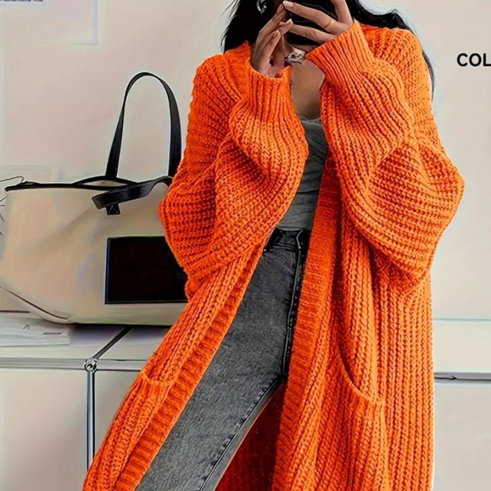 Temperament Long Over-the-knee Sweater Cardigan Women's Autumn and Winter New Lazy Wind Loose Thickened Knitted Jacket Women's Tide