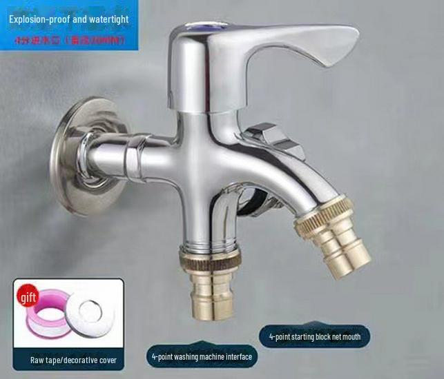 Waschmaschinen-Wasserhahn mit zwei Ausgängen und erweiterter Konstruktion für Wischbecken