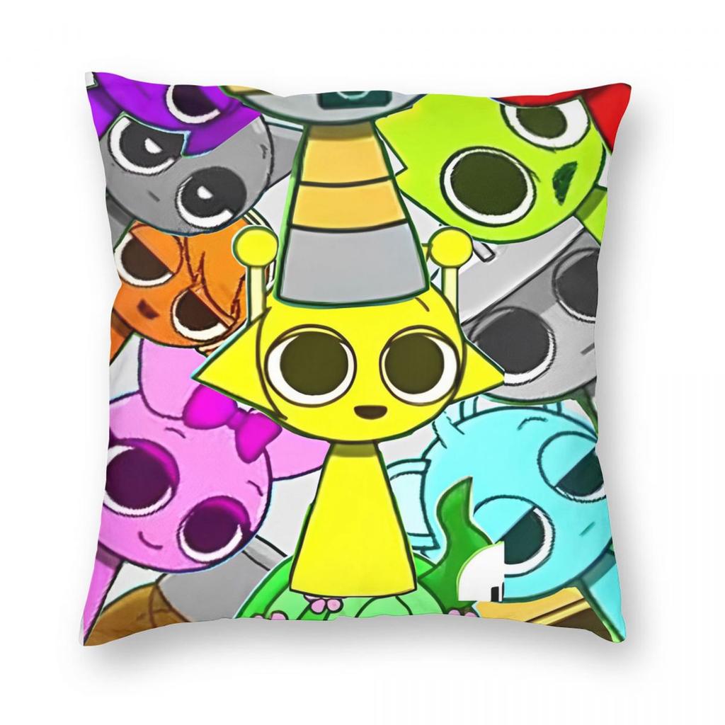 Sprunki Jevin Grappige Game Kussensloop Bedrukte Polyester Kussenhoes Decoratie Sierkussenhoes Hoes Woonkamer Vierkant