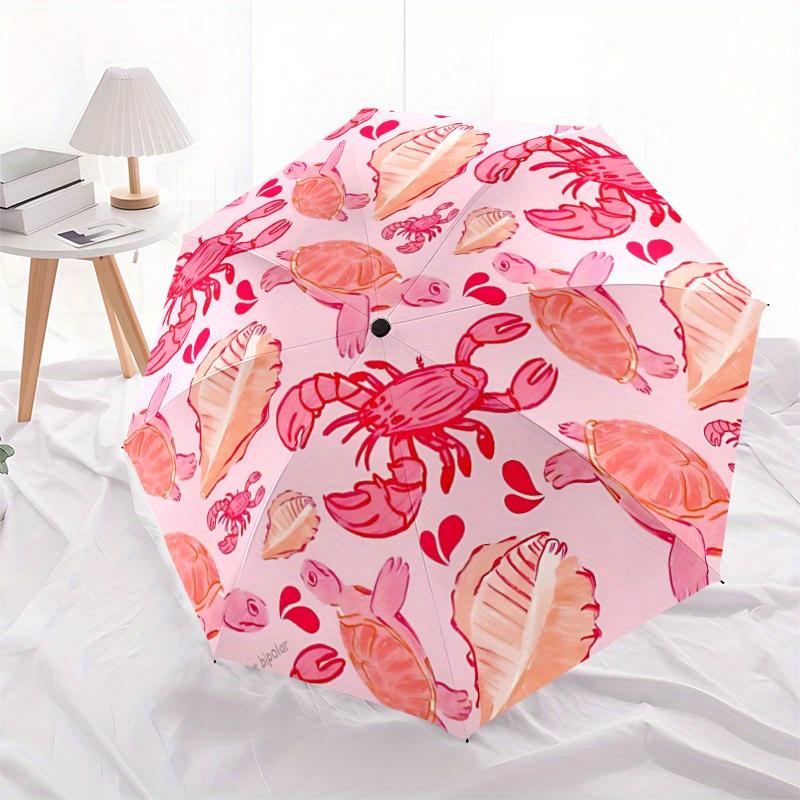 1pc Sea Creatures Pattern Automatic Open/Close Umbrella with Windproof, Functional Design, 8-Rib Sturdy Canopy