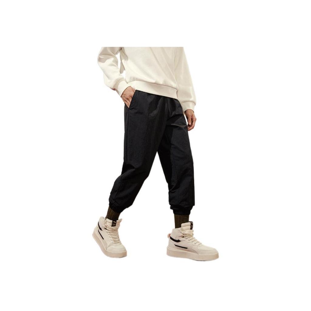 Anta Life Series Prosperous Tiger Casual Solid Color Jogger Pants Men Bottoms Black 952218542-1