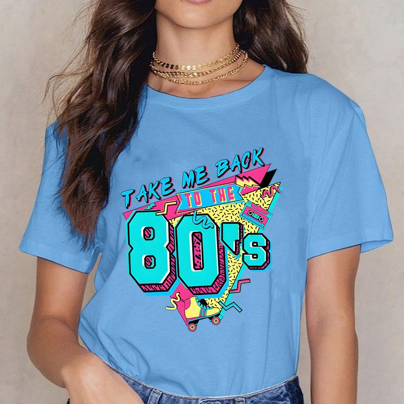 Take ME BACK TO THE 90'S Fun Letter Printed Casual Loose Round Neck Cotton Short Sleeved Top T-Shirts Women’s