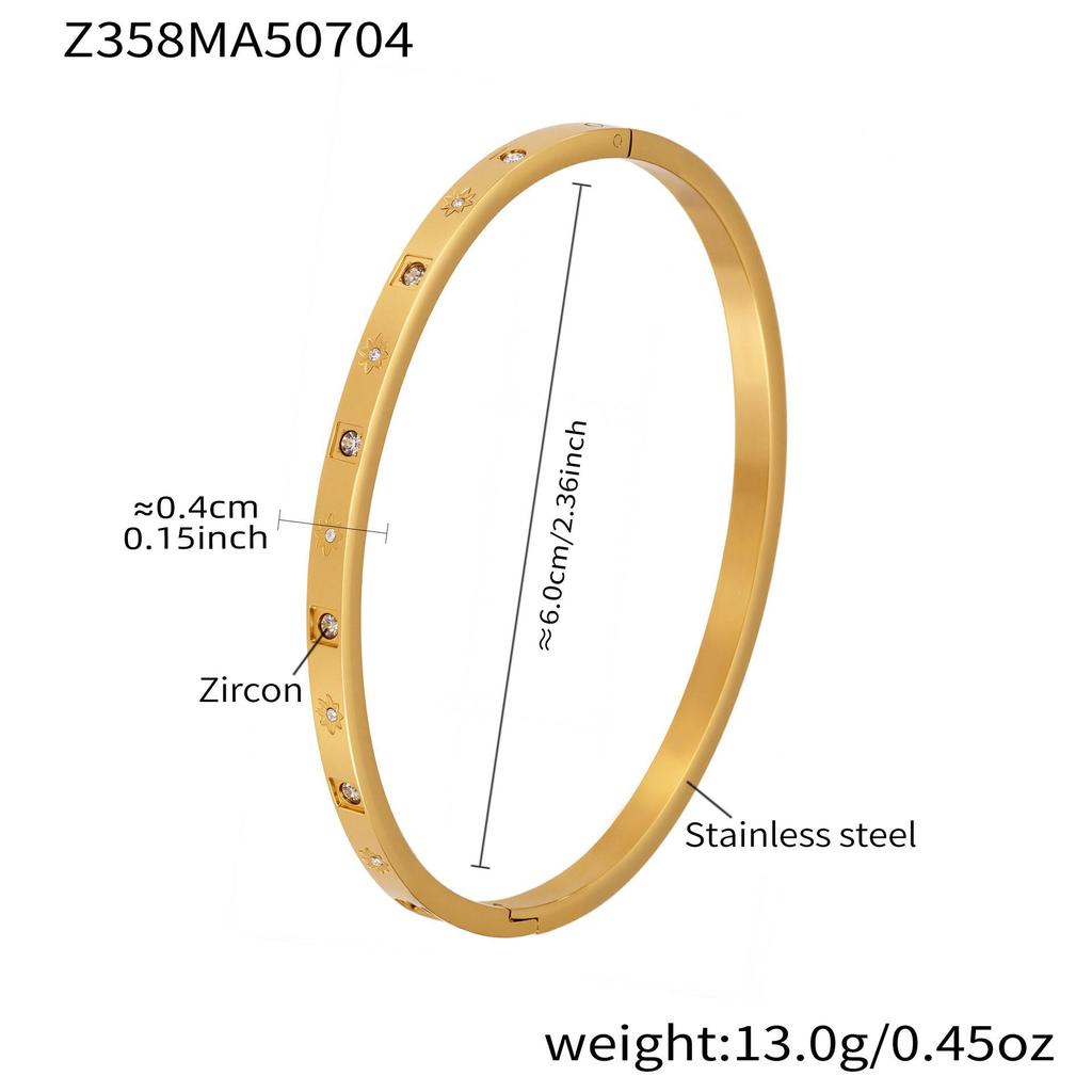 18k Gold-Plated Zircon Bamboo Bracelet Set: Geometric, European & American Style