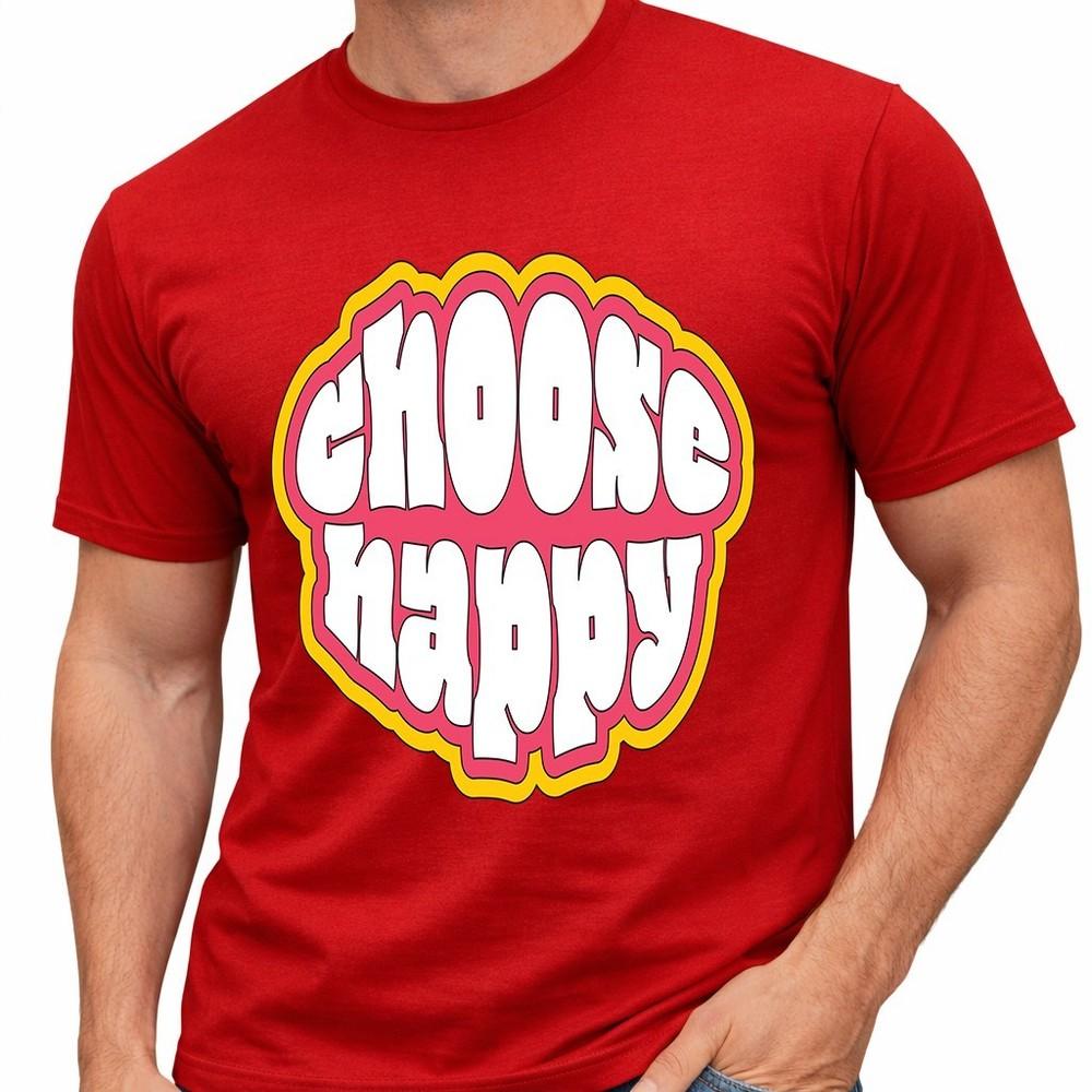 Motivational Quote T Shirt Choose Happy Graphic Tee Positive Mindset Inspiration 4XL