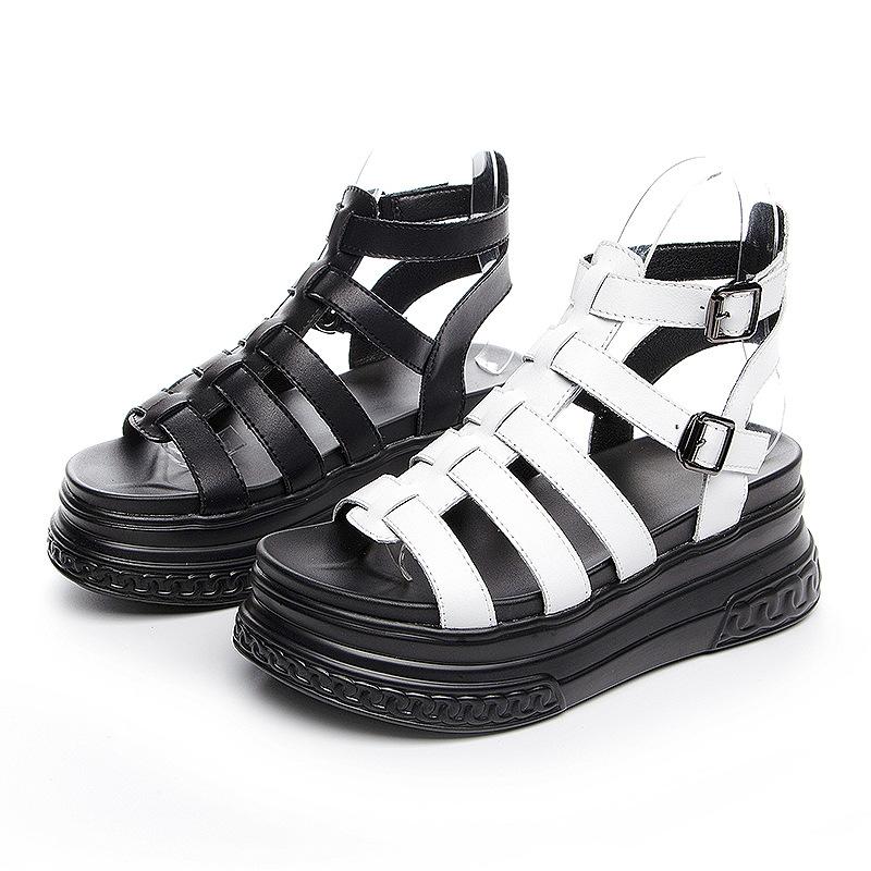 Roman High-top Sandals Women's Buckle Wedge Heel Thick Sole Fish Mouth Thick Heel Sandals Outer Wear Casual X Shoes Fashion Summer New