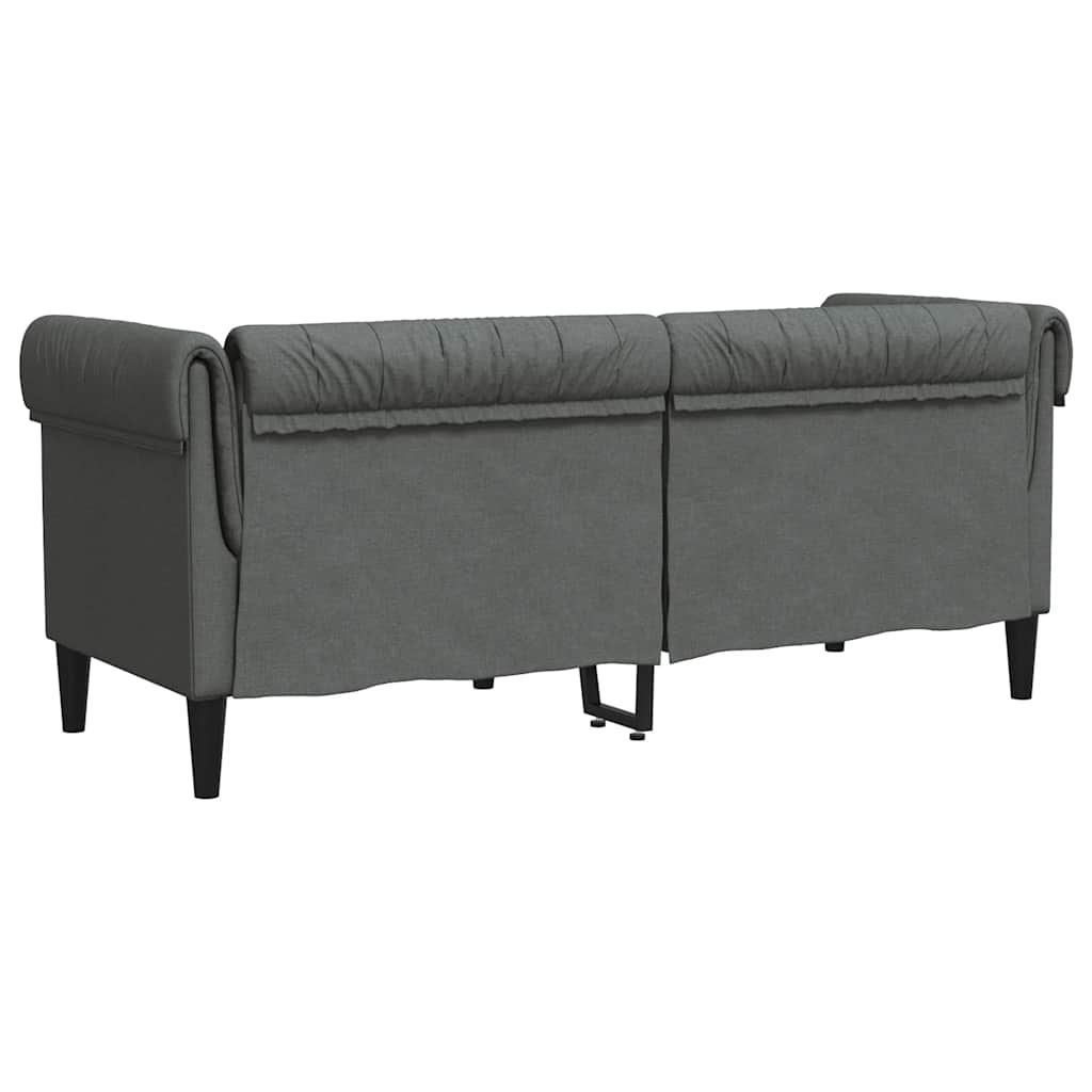 Vidaxl Sofa Chesterfield, Dwuosobowa, Ciemnoszara, Obita Tkaniną